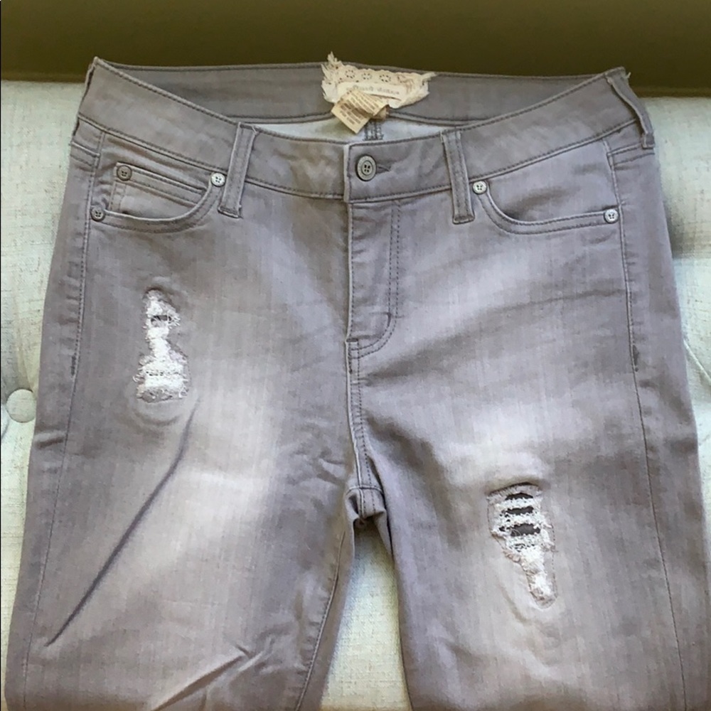 Grey Distressed Denim Pants